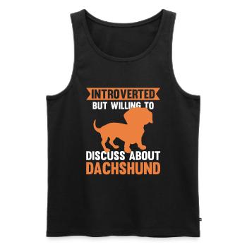 Introverti mais prêt à discuter du teckel - Débardeur bio Premium Homme - noir - Devant - Michal (187cm)