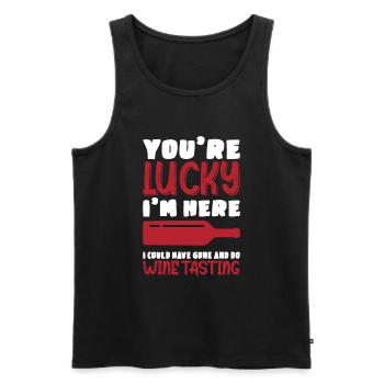 I'm Here I Could Have Gone And Do Wine Tasting - Männer Premium Bio Tank Top - Schwarz - Vorne - Michal (187cm)
