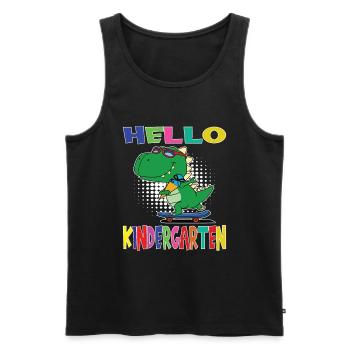 Bonjour Kindergarten Skateboarding Dino - Débardeur bio Premium Homme - noir - Devant - Michal (187cm)