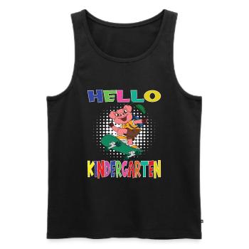 Hello Kindergarten Skateboarding Pig - Men's Premium Organic Tank Top - black - Front - AI Model Male 178 light (178cm)