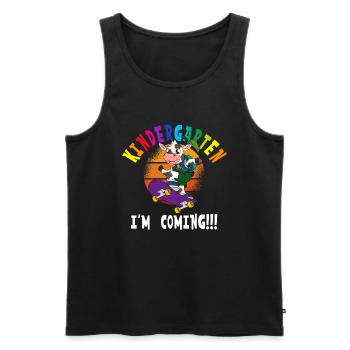 Kindergarten I'm Coming Cow Skateboarding - Men's Premium Organic Tank Top - black - Front - Michal (187cm)