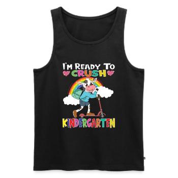 Cow With Scooter I'm Ready To Crush Kindergarten - Men's Premium Organic Tank Top - black - Front - Michal (187cm)