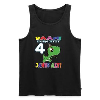 Bääm Ich Bin Jetzt 4 Jahre Alt Dino - Männer Premium Bio Tank Top - Schwarz - Vorne - Michal (187cm)