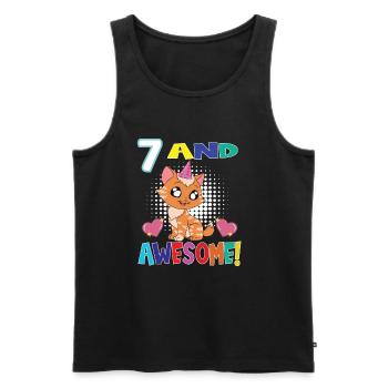 7 And Awesome Birthday Cat - Men's Premium Organic Tank Top - black - Front - AI Model Male 178 light (178cm)