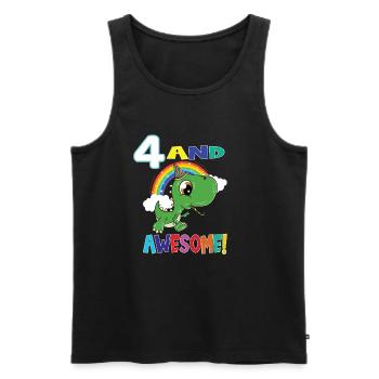 4 And Awesome Birthday Dino Boy Four Years - Men's Premium Organic Tank Top - black - Front - Michal (187cm)