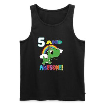 5 And Awesome Birthday Dino Boy Five Years - Men's Premium Organic Tank Top - black - Front - AI Model Male 178 light (178cm)