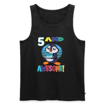 5 And Awesome Birthday Penguin Birthday Cake - Männer Premium Bio Tank Top - Schwarz - Vorne - Michal (187cm)