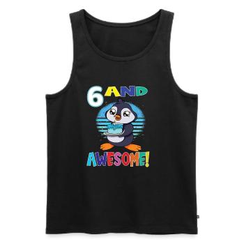 6 And Awesome Birthday Penguin Birthday - Men's Premium Organic Tank Top - black - Front - Michal (187cm)