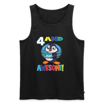 4 And Awesome Birthday Penguin Birthday Cake - Männer Premium Bio Tank Top - Schwarz - Vorne - Michal (187cm)