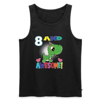 8 And Awesome Birthday T Rex Dinosaur - Men's Premium Organic Tank Top - black - Front - AI Model Male 178 light (178cm)