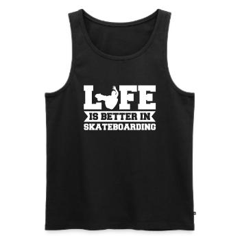 La vie est meilleure en skateboard - Débardeur bio Premium Homme - noir - Devant - Michal (187cm)