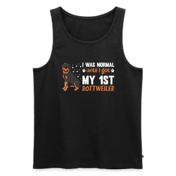 J’étais normal jusqu’à ce que j’obtienne mon 1er Rottweiler - Débardeur bio Premium Homme - noir - Devant - AI Model Male 178 light (178cm)