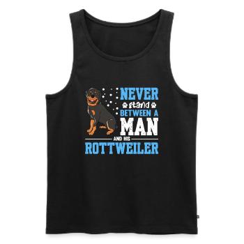 Never Stand Between A Man And His Rottweiler Copy - Men's Premium Organic Tank Top - black - Front - AI Model Male 178 light (178cm)