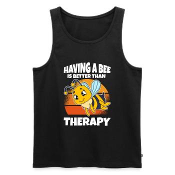 Having A Bee Is Better Than Therapy - Männer Premium Bio Tank Top - Schwarz - Vorne - Michal (187cm)
