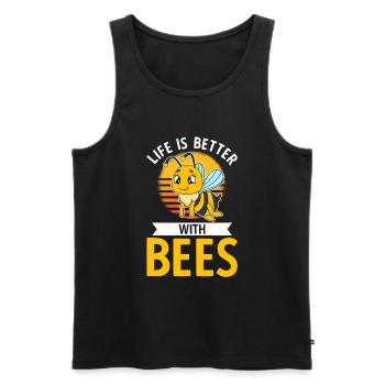 Life Is Better With Bees - Männer Premium Bio Tank Top - Schwarz - Vorne - Michal (187cm)