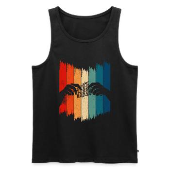 Retro Knitting Vintage Knitting - Männer Premium Bio Tank Top - Schwarz - Vorne - Michal (187cm)