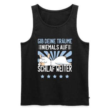 Süße Sprüche Lama Chillen Relaxen Schlaf Weiter - Männer Premium Bio Tank Top - Schwarz - Vorne - Michal (187cm)