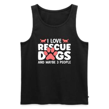 J’adore les chiens de sauvetage et peut-être 3 personnes - Débardeur bio Premium Homme - noir - Devant - AI Model Male 178 light (178cm)