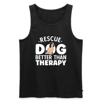 Le chien de sauvetage mieux que la thérapie - Débardeur bio Premium Homme - noir - Devant - AI Model Male 178 light (178cm)