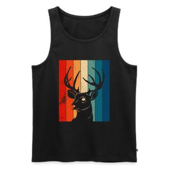 Rétro Taxidermiste Cerf - Débardeur bio Premium Homme - noir - Devant - Michal (187cm)