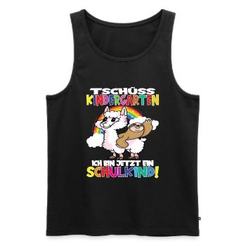Tschüss Kindergarten Ich Bin Jetzt Ein Schulkind! - Männer Premium Bio Tank Top - Schwarz - Vorne - Michal (187cm)