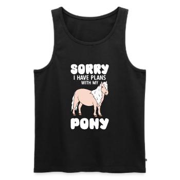 Désolé, j’ai des projets avec mon poney - Débardeur bio Premium Homme - noir - Devant - AI Model Male 178 light (178cm)