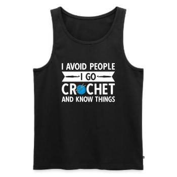J’évite les gens que je vais crocheter et je sais des choses - Débardeur bio Premium Homme - noir - Devant - Michal (187cm)