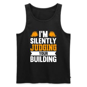 Silently Judging Your Building Construction Worker - Men's Premium Organic Tank Top - black - Front - AI Model Male 178 light (178cm)