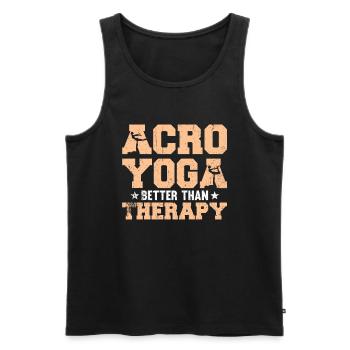 Acroyoga Better Than Therapy - Men's Premium Organic Tank Top - black - Front - AI Model Male 178 light (178cm)