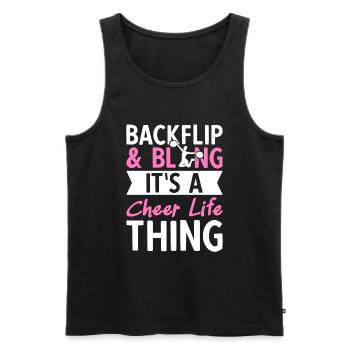 Backflip et Bling It’s A Cheer Life Thing - Débardeur bio Premium Homme - noir - Devant - Michal (187cm)