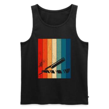 Retro Barber Shavette - Men's Premium Organic Tank Top - black - Front - AI Model Male 178 light (178cm)