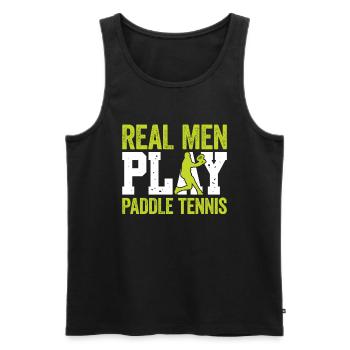 De vrais hommes jouent au paddle-tennis - Débardeur bio Premium Homme - noir - Devant - Michal (187cm)
