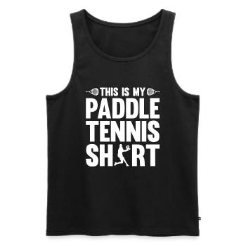 Ceci est ma chemise de paddle-tennis - Débardeur bio Premium Homme - noir - Devant - AI Model Male 178 light (178cm)