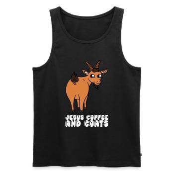 Jesus, coffee and goats - Men's Premium Organic Tank Top - black - Front - Michal (187cm)