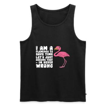 Drôle de flamant rose - Débardeur bio Premium Homme - noir - Devant - AI Model Male 178 light (178cm)