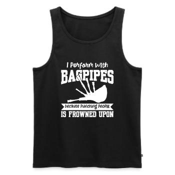 Bagpipes Because Punching People Is Frowned - Men's Premium Organic Tank Top - black - Front - AI Model Male 178 light (178cm)