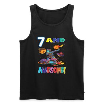 7 And Awesome Birthday Astronaut - Men's Premium Organic Tank Top - black - Front - AI Model Male 178 light (178cm)