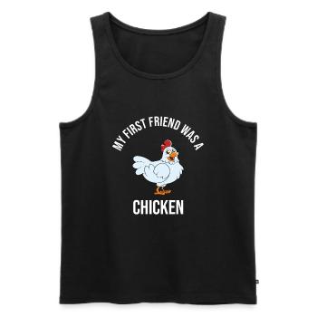 Funny Chicken Saying Chicken - Men's Premium Organic Tank Top - black - Front - Michal (187cm)