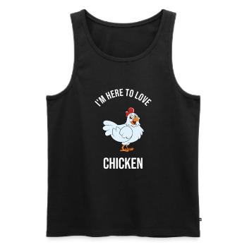 Drôle de poulet disant poulet - Débardeur bio Premium Homme - noir - Devant - Michal (187cm)