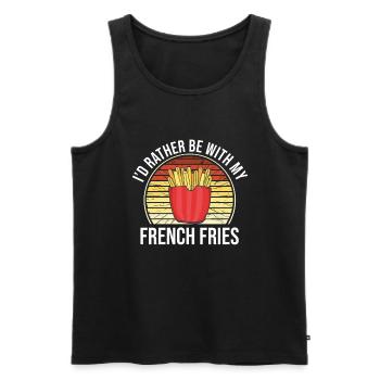 Lustige Pommes Lustig French Fries - Männer Premium Bio Tank Top - Schwarz - Vorne - AI Model Male 178 light (178cm)