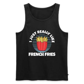 Frites amusantes Frites drôles - Débardeur bio Premium Homme - noir - Devant - Michal (187cm)