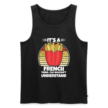 Funny Fries Funny French Fries - Men's Premium Organic Tank Top - black - Front - AI Model Male 178 light (178cm)