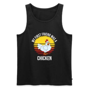 Drôle de poulet disant poulet - Débardeur bio Premium Homme - noir - Devant - Michal (187cm)