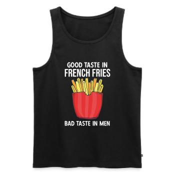 Frites amusantes Frites drôles - Débardeur bio Premium Homme - noir - Devant - AI Model Male 178 light (178cm)