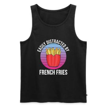 Funny Fries Funny French Fries - Men's Premium Organic Tank Top - black - Front - AI Model Male 178 light (178cm)
