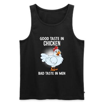 Funny Chicken Saying Chicken - Men's Premium Organic Tank Top - black - Front - AI Model Male 178 light (178cm)