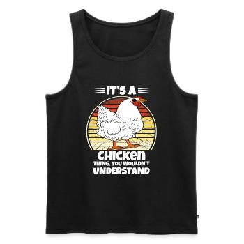 Funny Chicken Saying Chicken - Men's Premium Organic Tank Top - black - Front - AI Model Male 178 light (178cm)