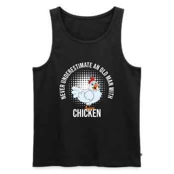 Drôle de poulet disant poulet - Débardeur bio Premium Homme - noir - Devant - Michal (187cm)