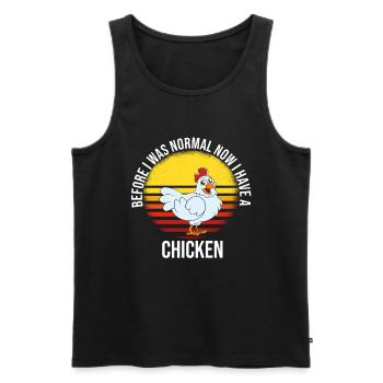 Drôle de poulet disant poulet - Débardeur bio Premium Homme - noir - Devant - Michal (187cm)