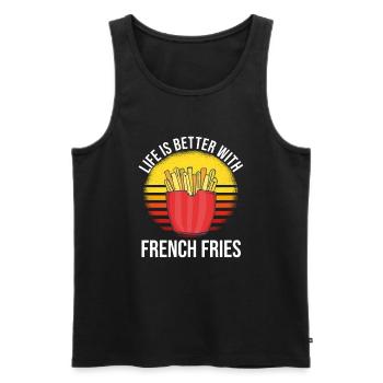 Frites amusantes Frites drôles - Débardeur bio Premium Homme - noir - Devant - Michal (187cm)